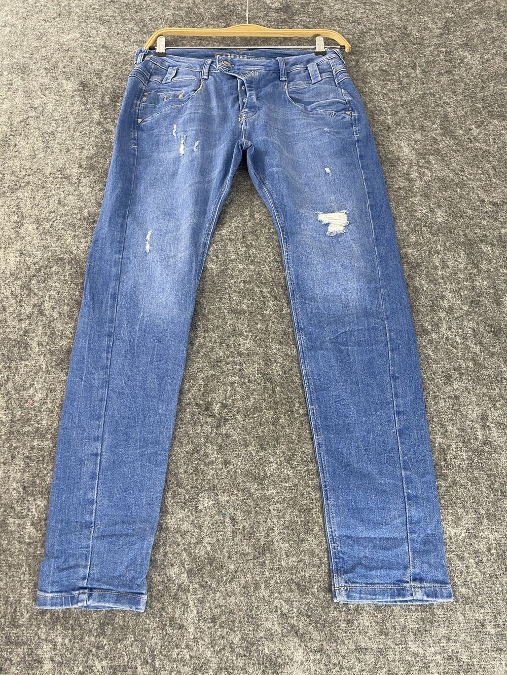 Gang Jeans Womens 12 Skinny Ripped Destroyed Distressed Pants Blue N258